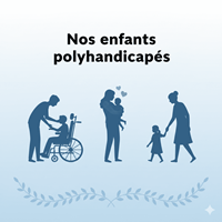 Silhouettes illustrant la prise en charge et l'affection pour les enfants polyhandicapés