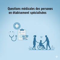 Symboles médicaux et silhouettes d'accompagnement en établissement spécialisé
